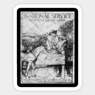 Distressed - National Service Women's Land Army Poster Sticker